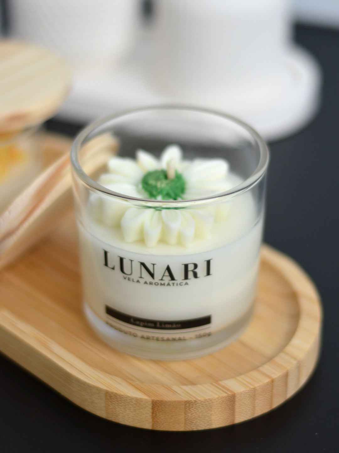 Vela Aromática Capim Limão Flor Artesanal