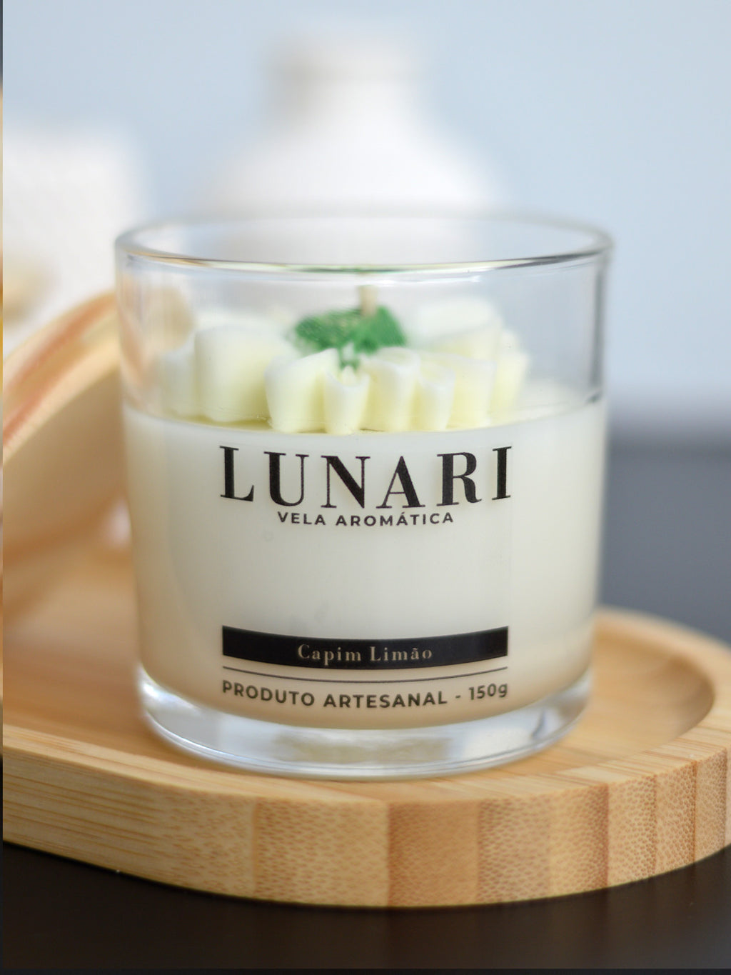 Vela Aromática Capim Limão Flor Artesanal