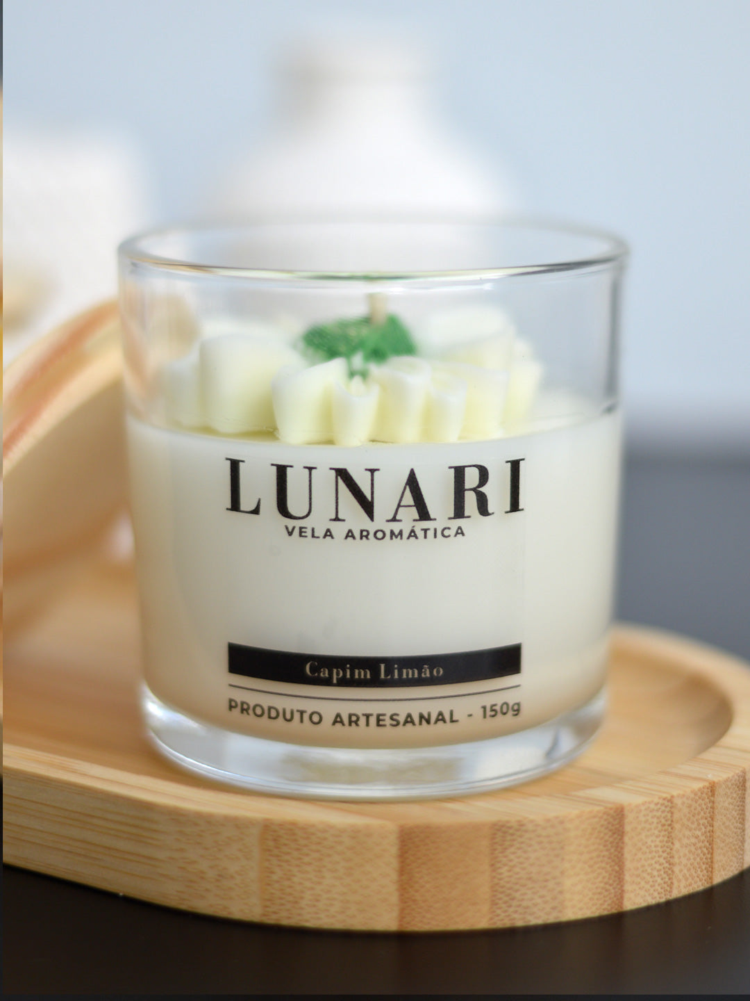 Vela Aromática Capim Limão Flor Artesanal