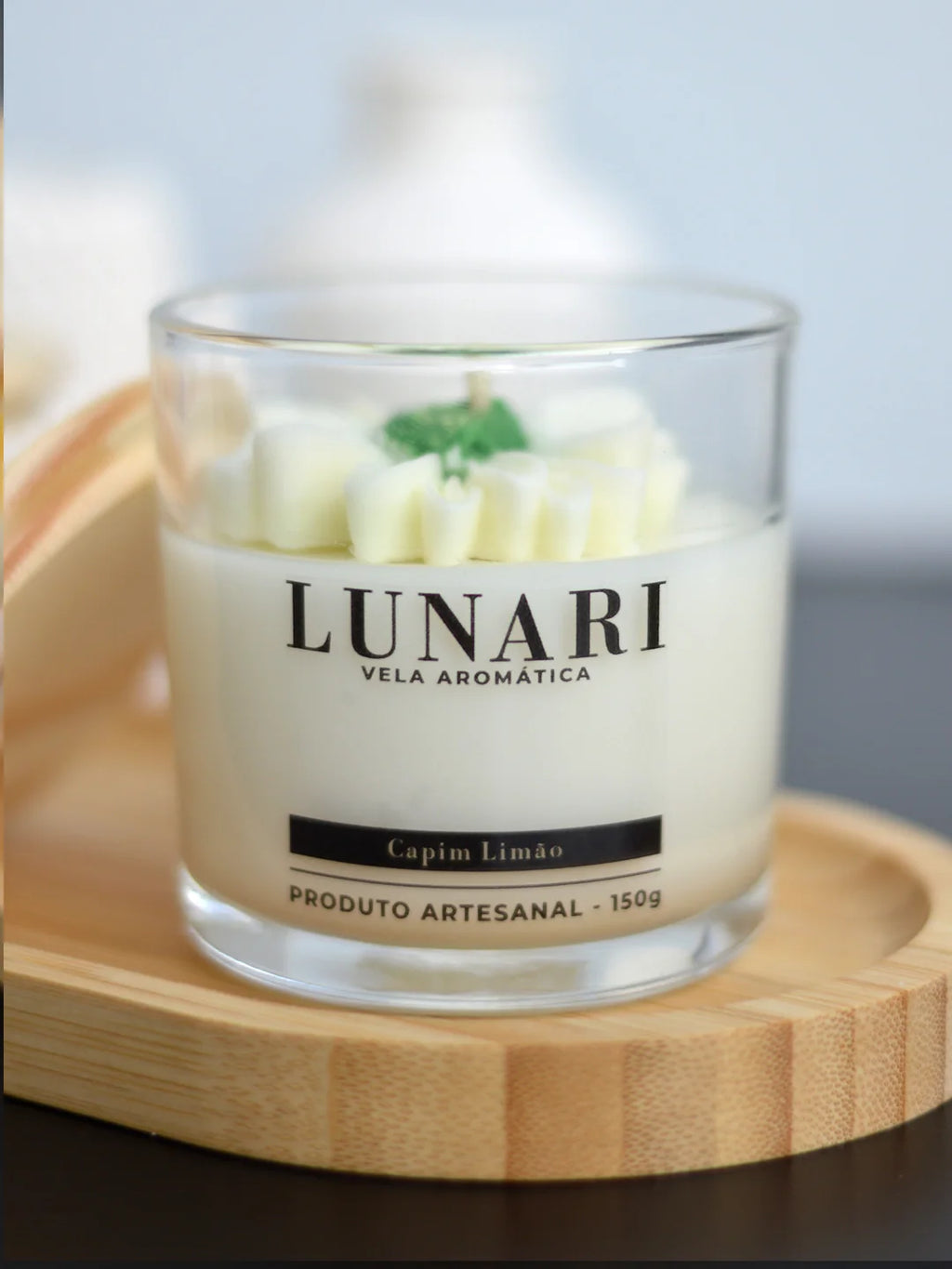 Vela Aromática Capim Limão Flor Artesanal