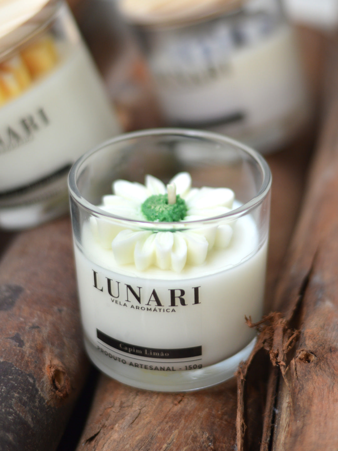 Vela Aromática Capim Limão Flor Artesanal