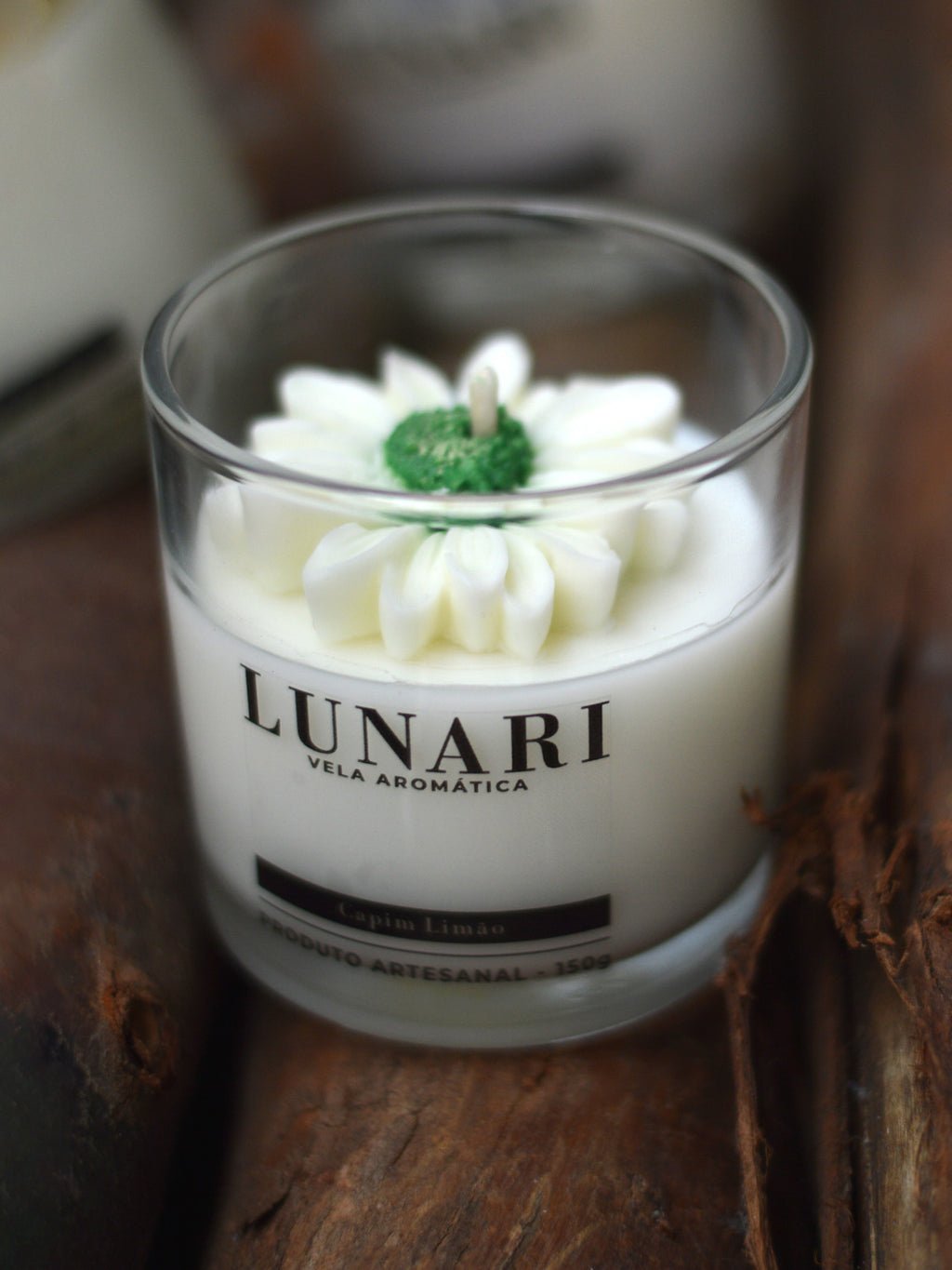 Vela Aromática Capim Limão Flor Artesanal