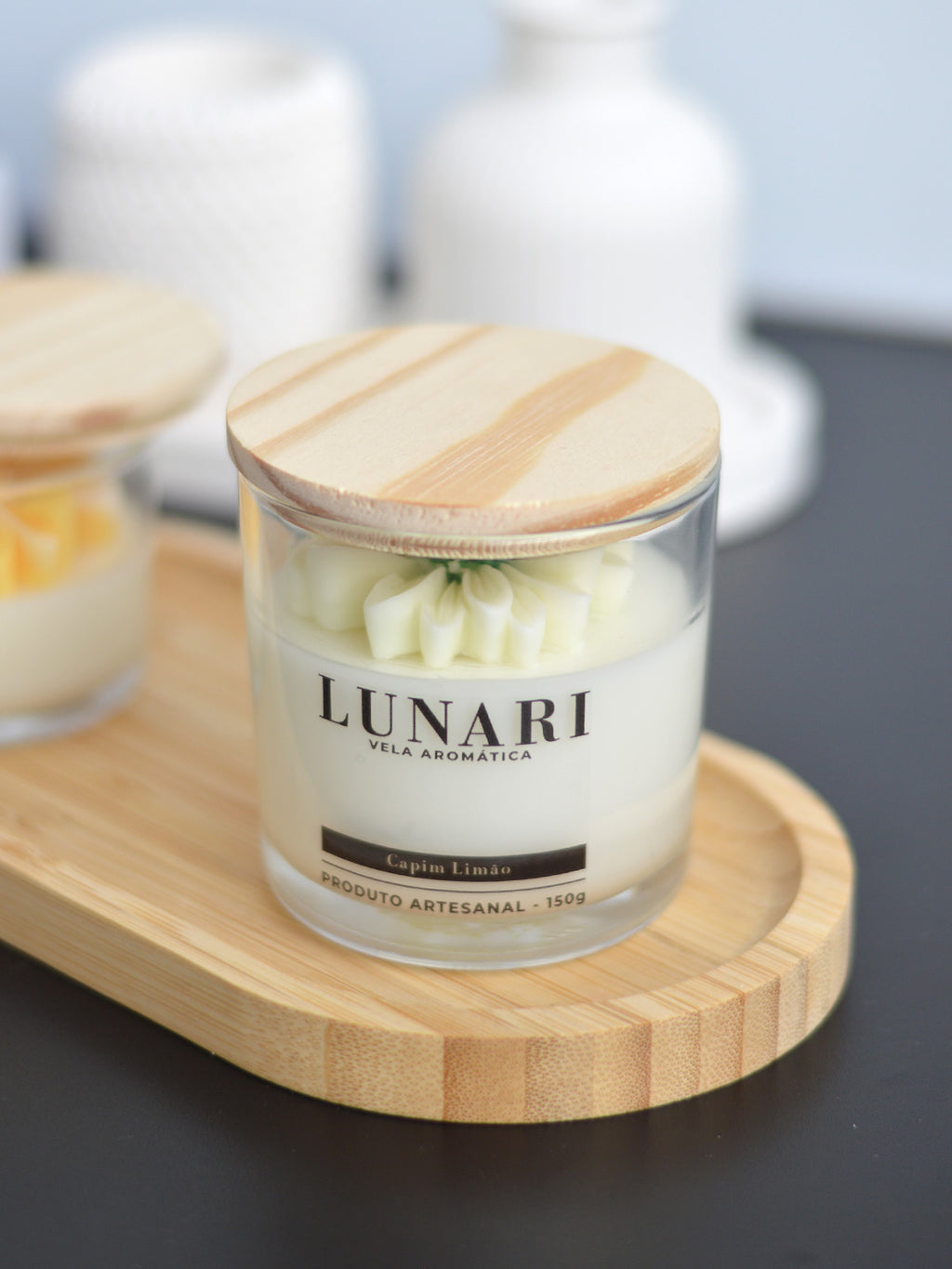 Vela Aromática Capim Limão Flor Artesanal