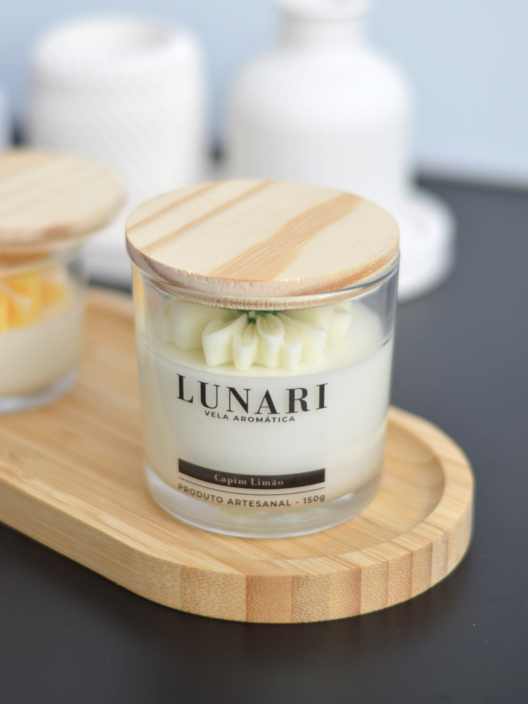 Vela Aromática Capim Limão Flor Artesanal