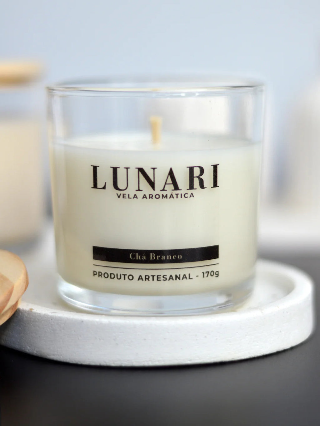 vela aromatica perfumada aroma cha branco copo de vidro premium
