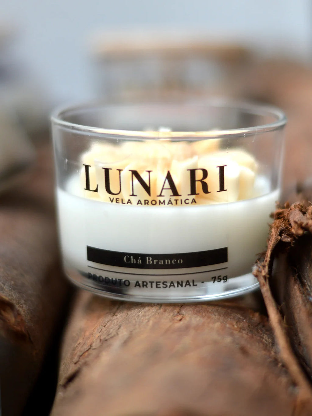vela aromatica perfumada aroma cha branco copo vidro premium