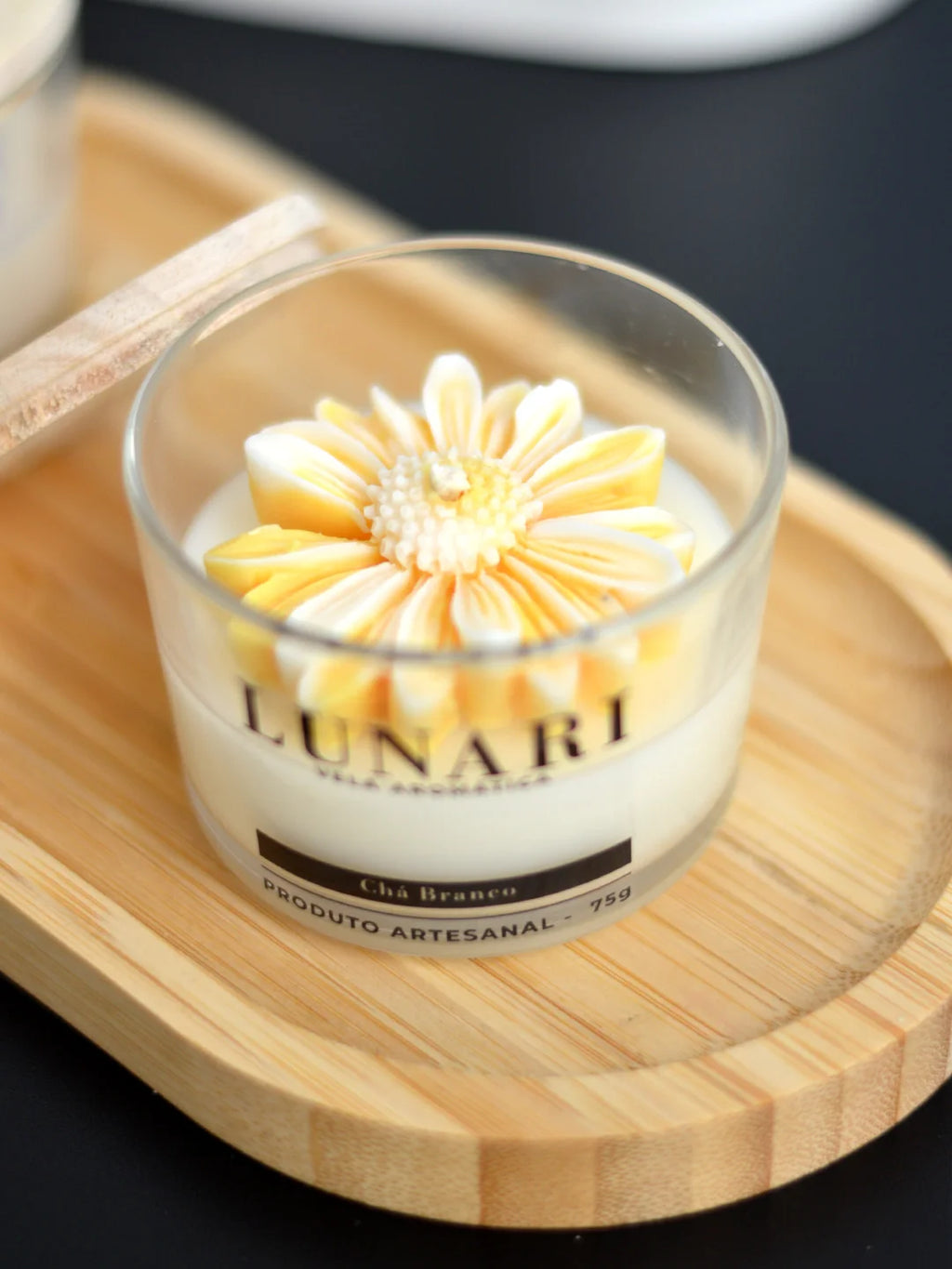 vela aromatica perfumada aroma cha branco copo vidro premium