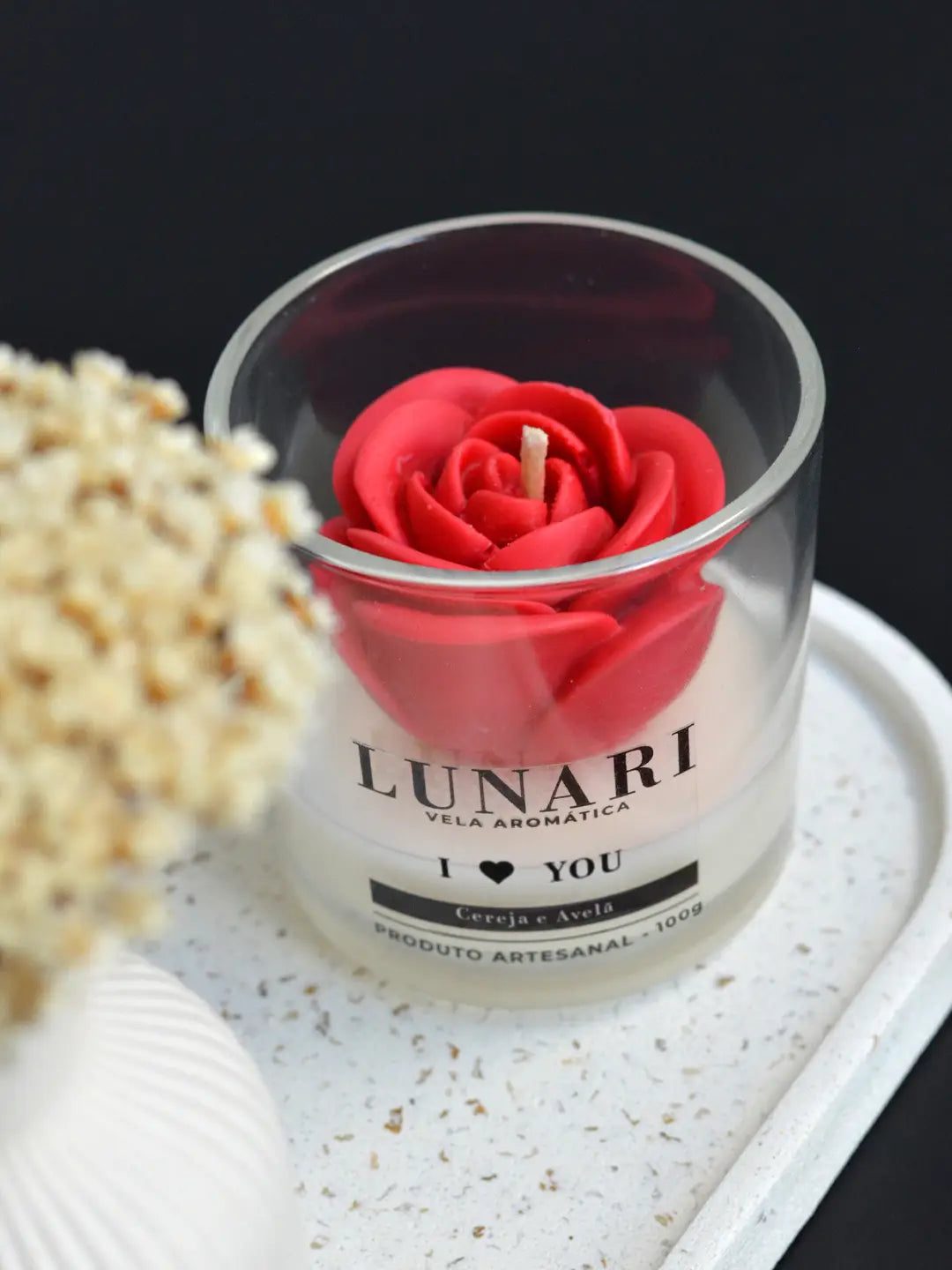 Vela aromatica perfumada aroma cereja e avela copo de vidro dia dos namorados